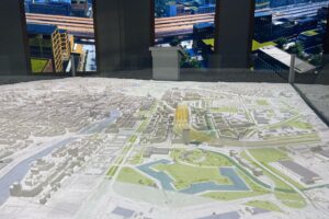 Ostlänken och stationsområdet visas i 3D-modell över Norrköping